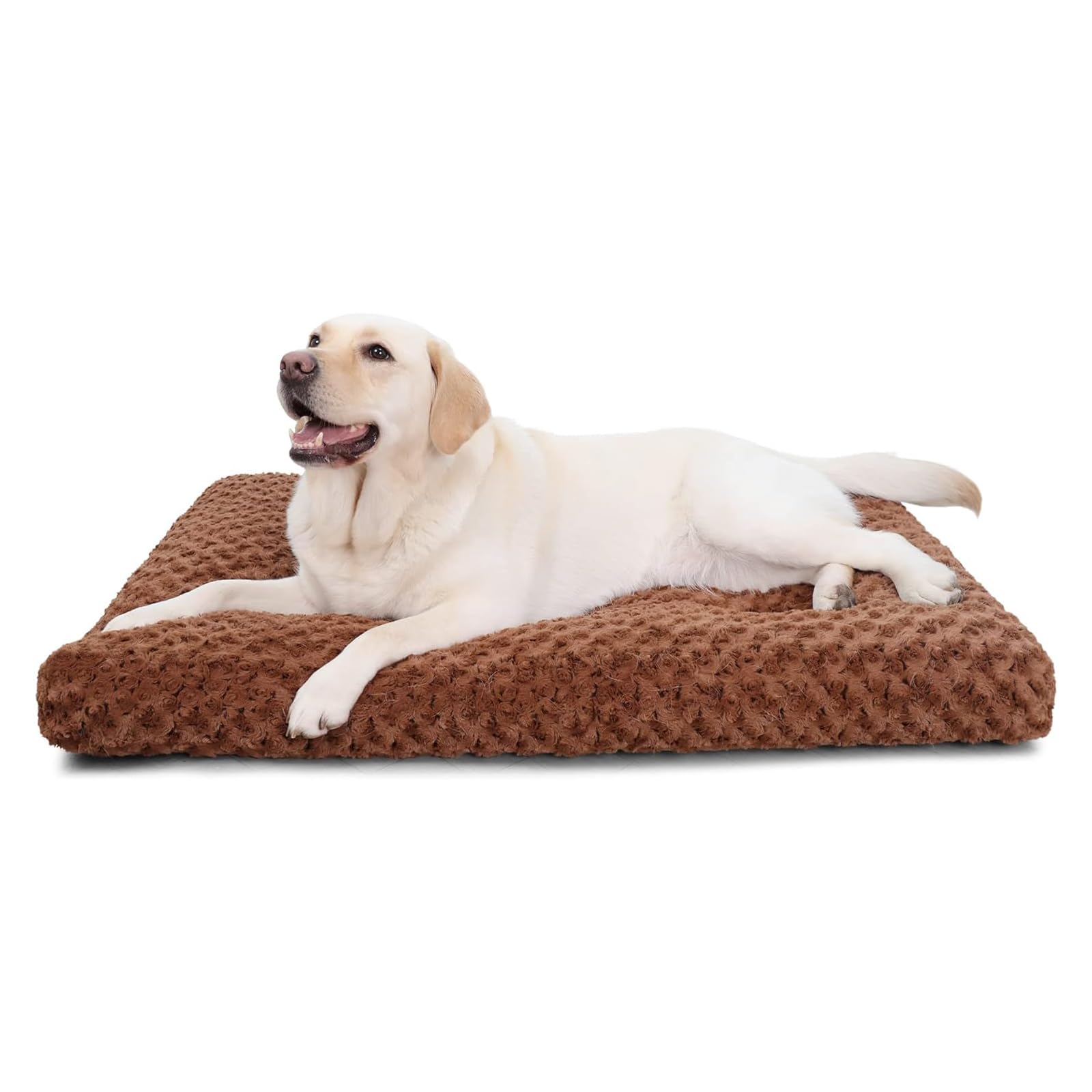 KSIIA Cama para perro lavable lujo marrón 41x27, vista general para perros grandes.