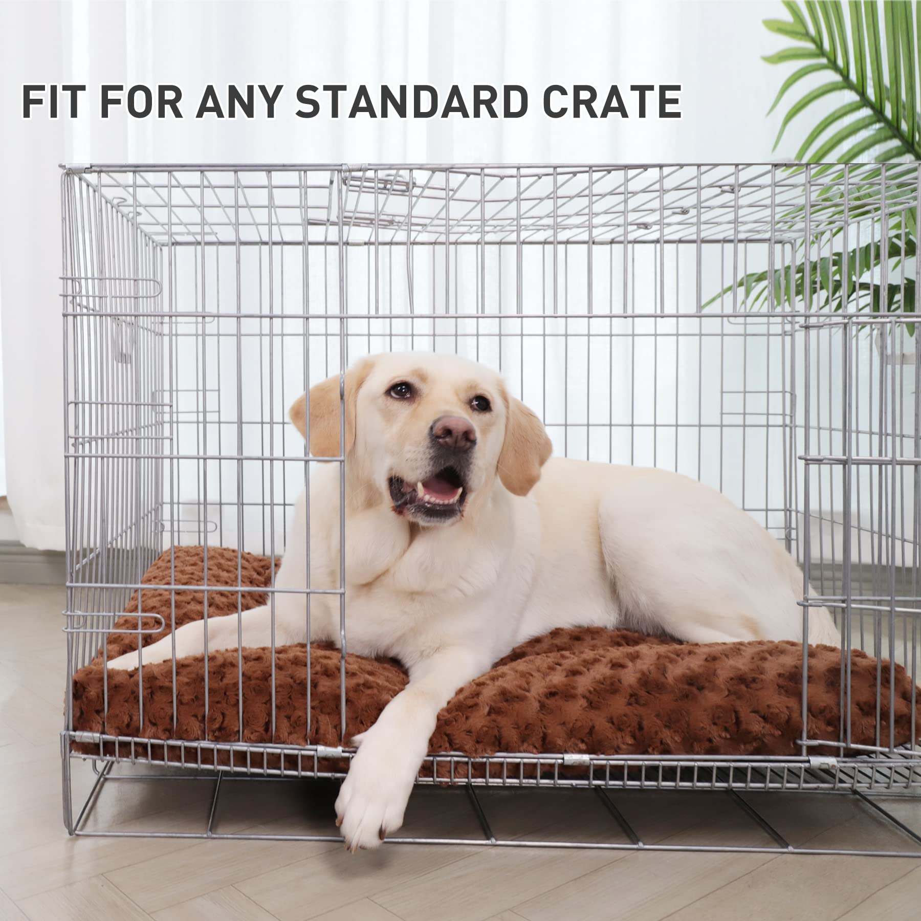 KSIIA Cama para perro lavable lujo marrón base antideslizante para seguridad.