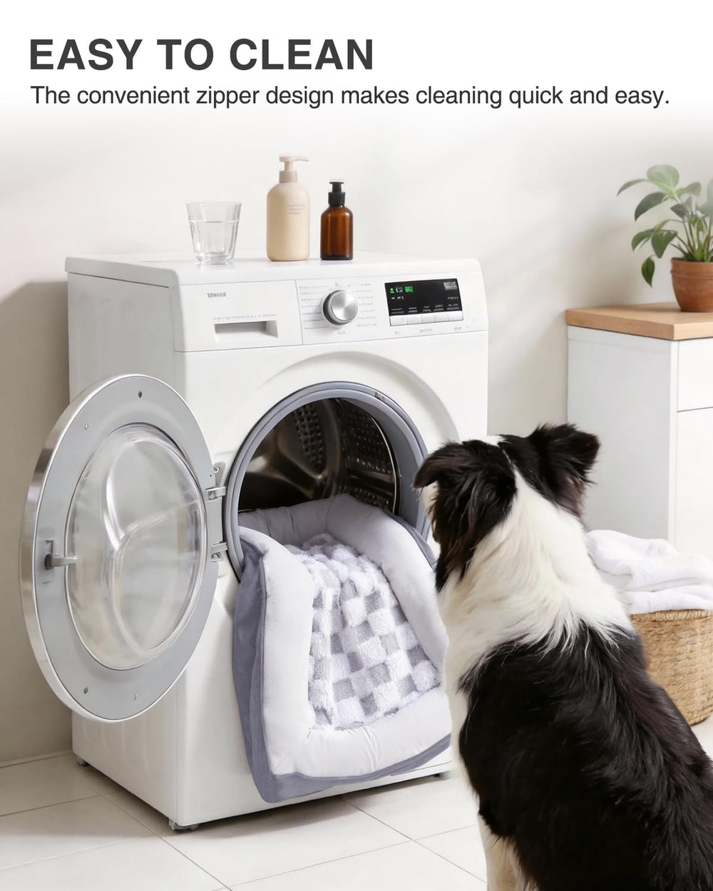 KSIIA Cama para perros XL con funda exterior de terciopelo removible.