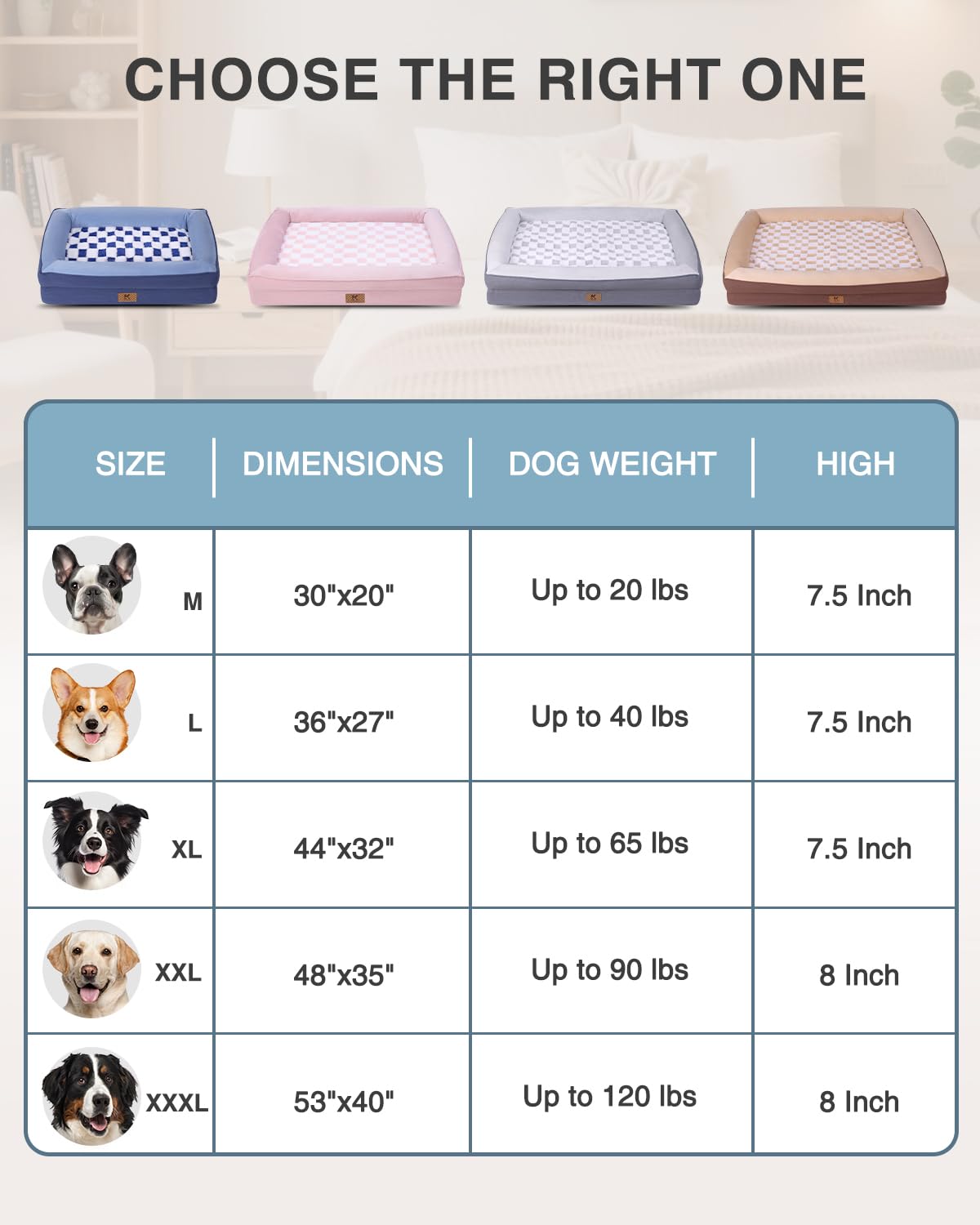 KSIIA Cama para perros XL de 48x35 pulgadas para estirar cómodamente.