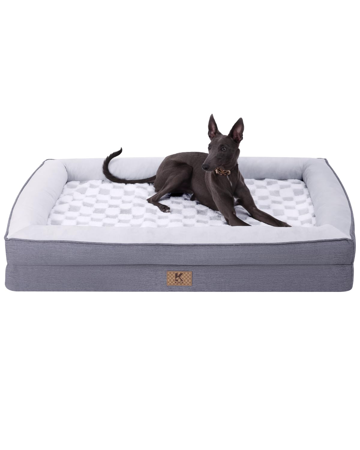 Cama KSIIA para perros grandes con espuma ortopédica que alivia presión.
