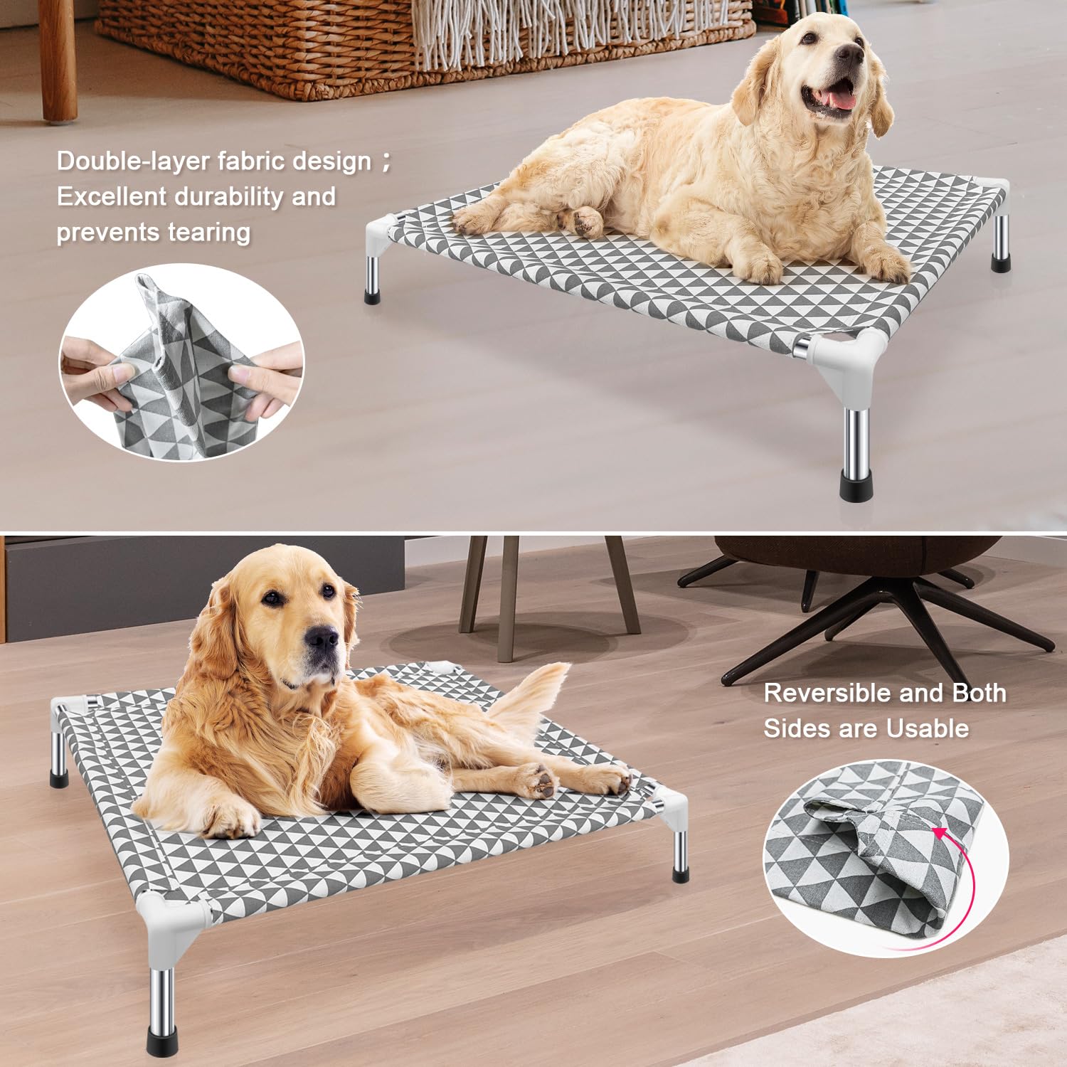 Kuntrust cama con pies antideslizantes para superficies resbaladizas en exterior.