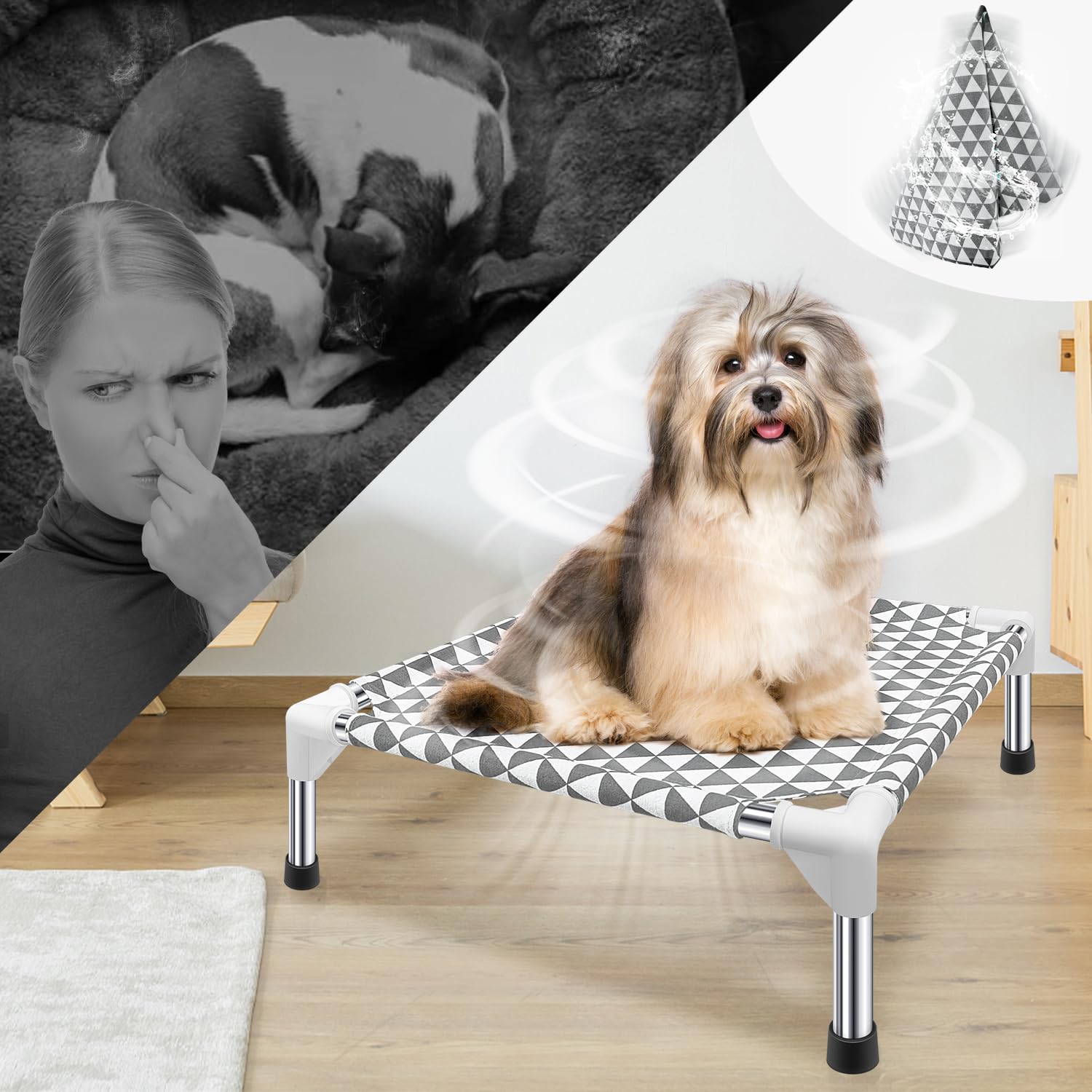 Kuntrust cama perro elevada diseño duradero, ideal para mascotas pequeñas