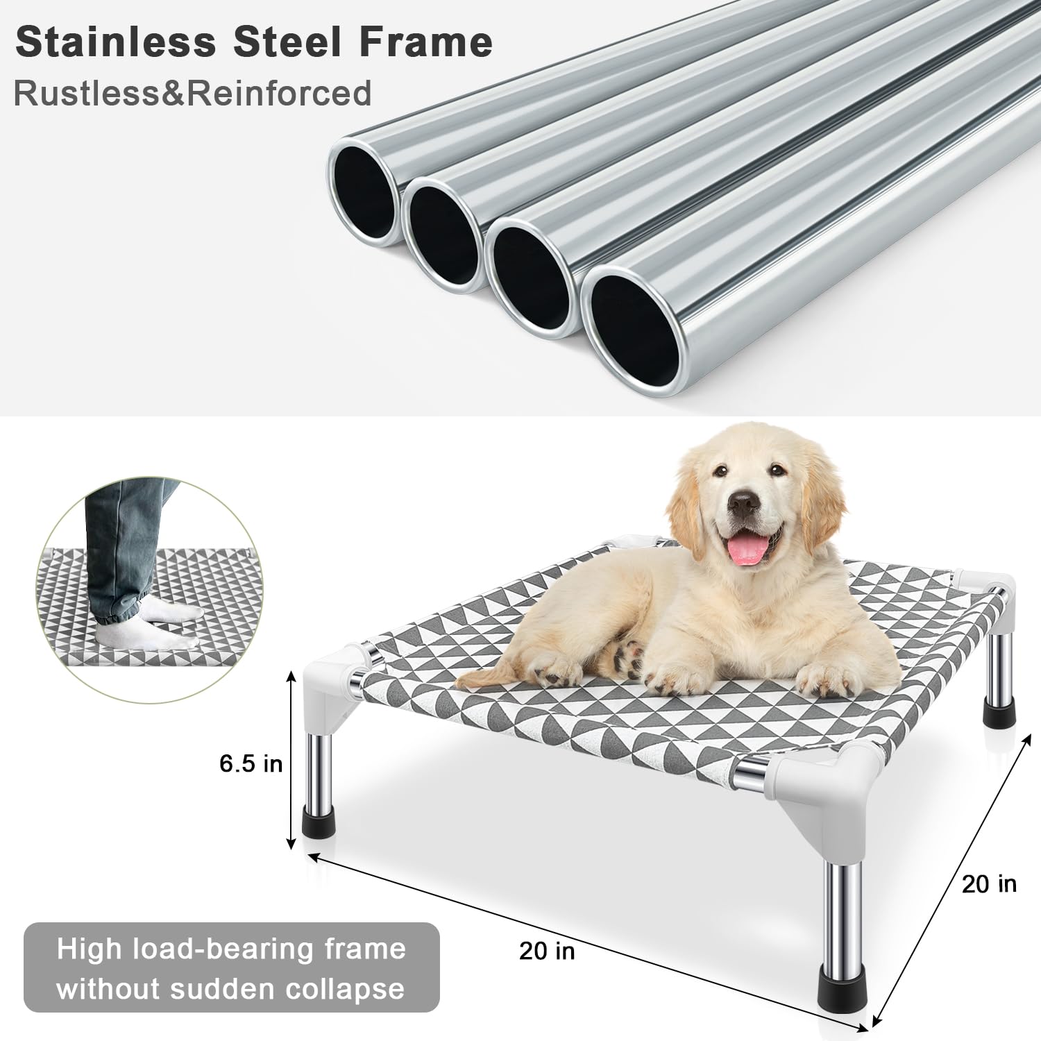 Kuntrust cama perro elevada para uso interior y exterior, versátil y cómodo