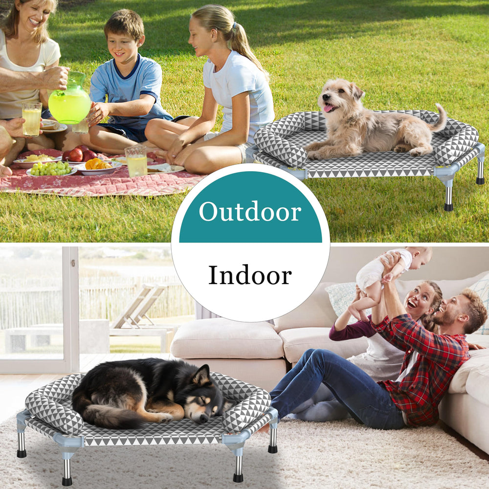 Kuntrust cama para perros medianos, diseño elevado para mantener al perro lejos del suelo.