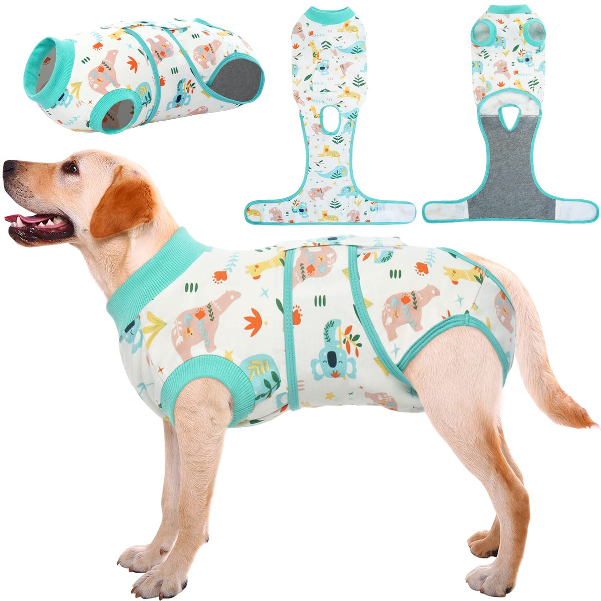 Kuoser mono de recuperación para perro enfoque abdomen, cómodo y transpirable.