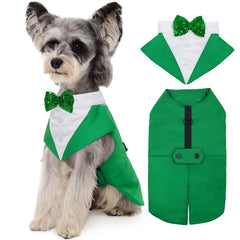 Kuoser traje esmoquin para perro en San Patricio, ideal para desfiles