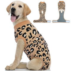 Kuoser traje recuperación para perros café leopardo protege heridas