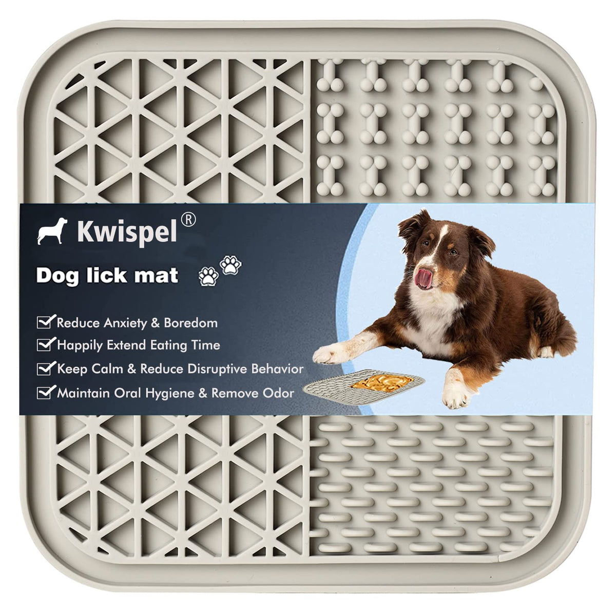 Kwispel Lick Mat con ventosas para baño y calma durante la higiene.