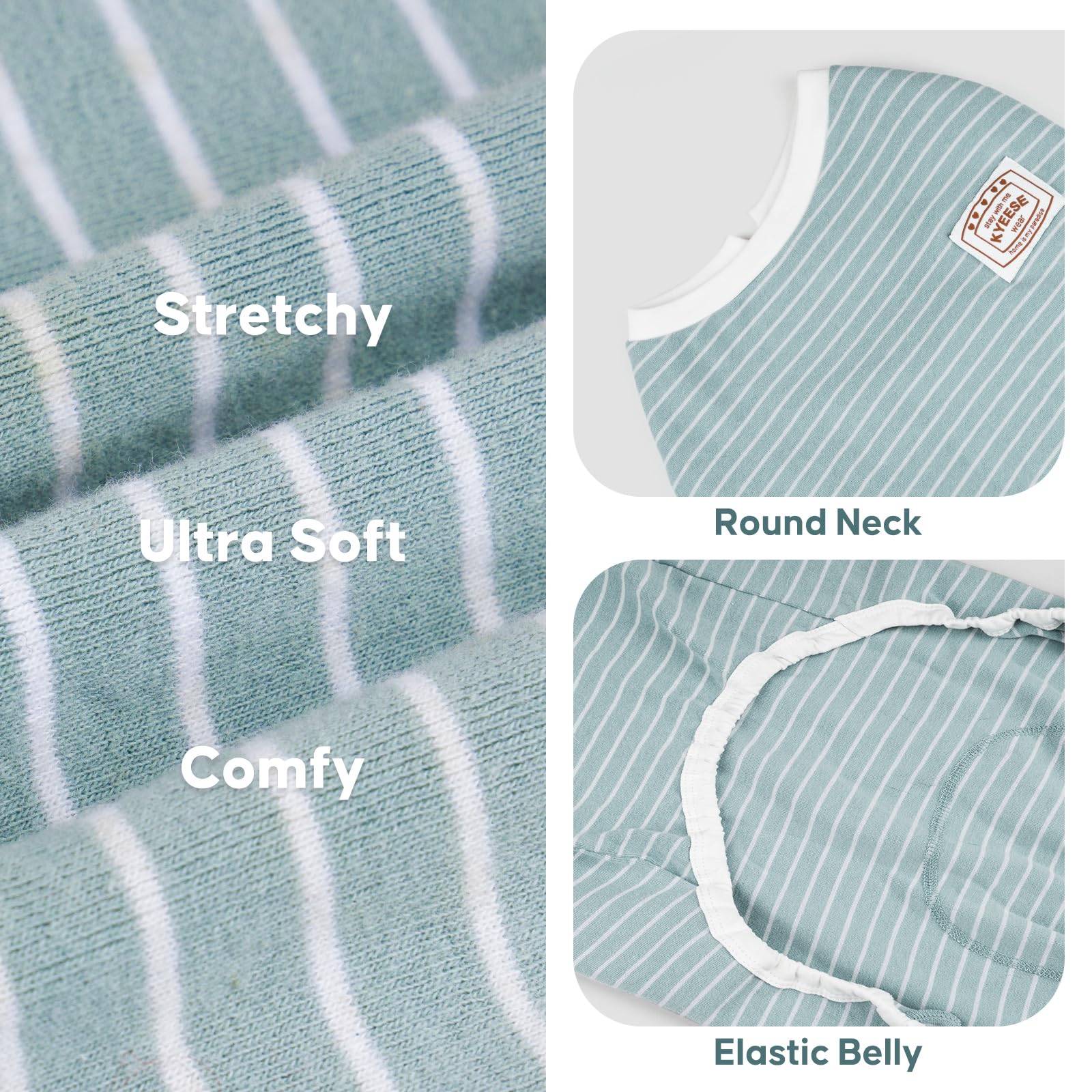 KYEESE pijama con apertura fácil para perro verde-rayas