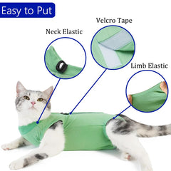 kzrfojy traje recuperación para gato verde mediano, cómodo y suave
