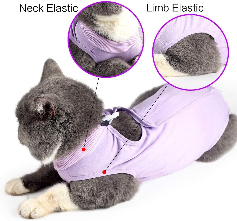 Kzrfojy vetement recuperation chat facile a enfiler elastiques cou et pattes