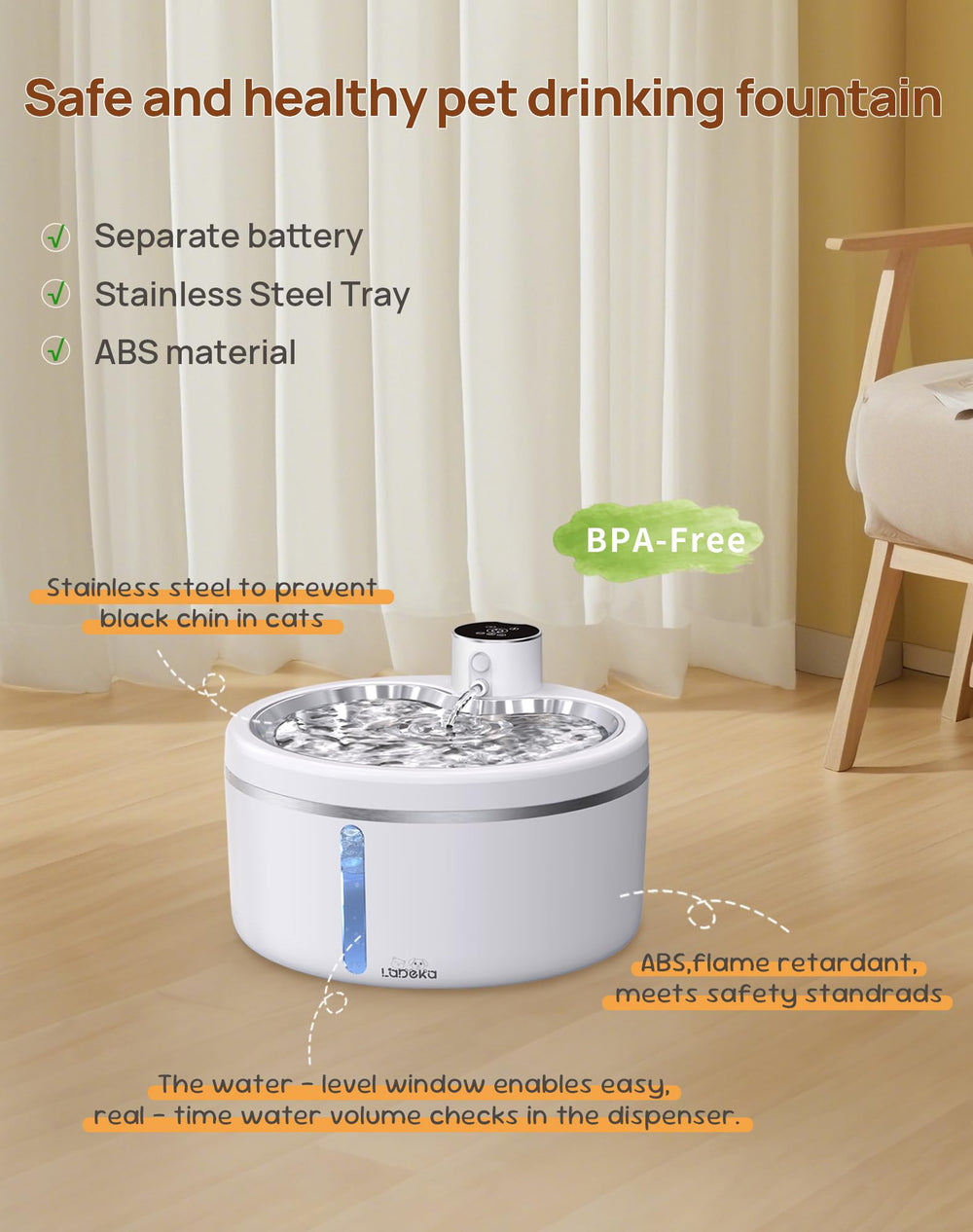 LABEKA diseño-sin-cables permite ubicarlo en diferentes lugares de la casa.