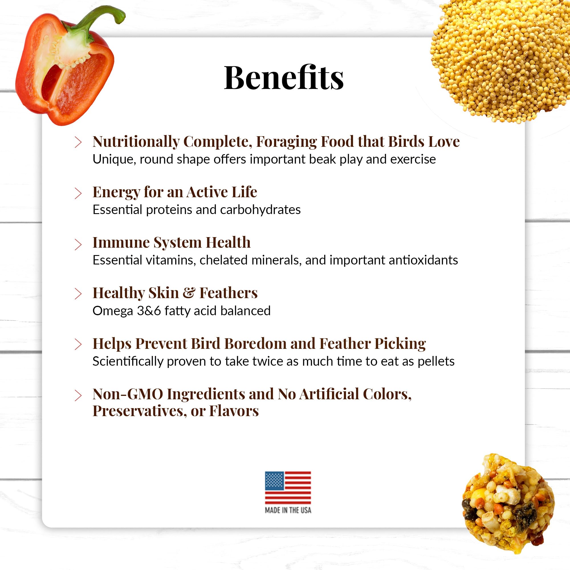 LAFEBER'S El Paso Nutri-Berries sin colorantes artificiales para aves saludables.