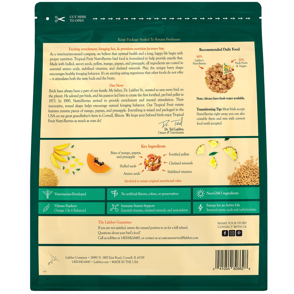 LAFEBER'S Nutri-Berries en envase de 3 lb para fácil almacenamiento