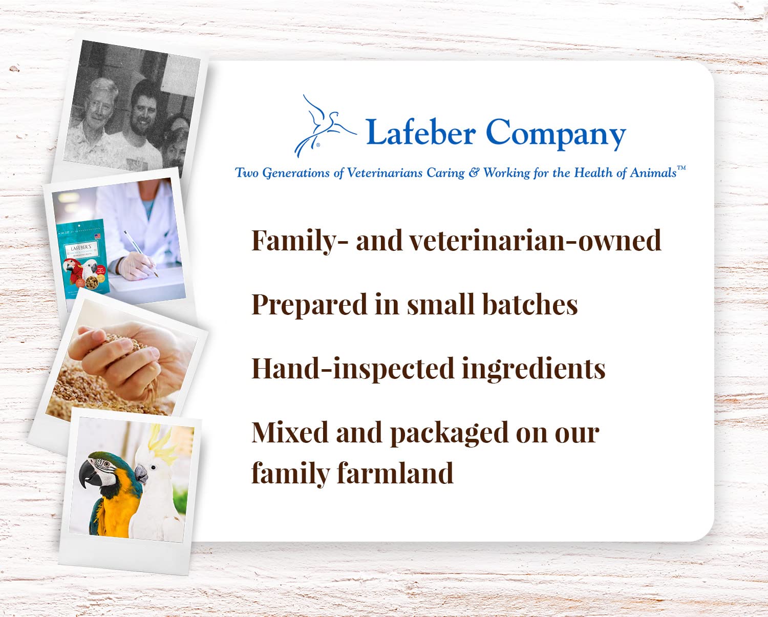LAFEBER'S garantía de satisfacción del 100% para dueños de aves.