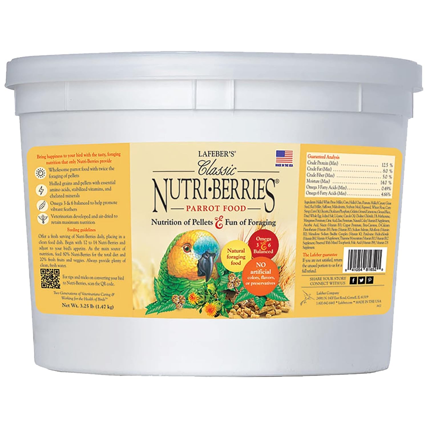 LAFEBER'S Nutri-Berries: bolas redondas para loros, estimulan juego de pico y nutrición