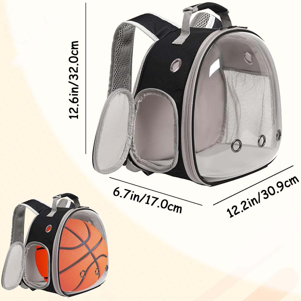 LAIRIES mochila para animales, ventana transparente para seguimiento durante el paseo.