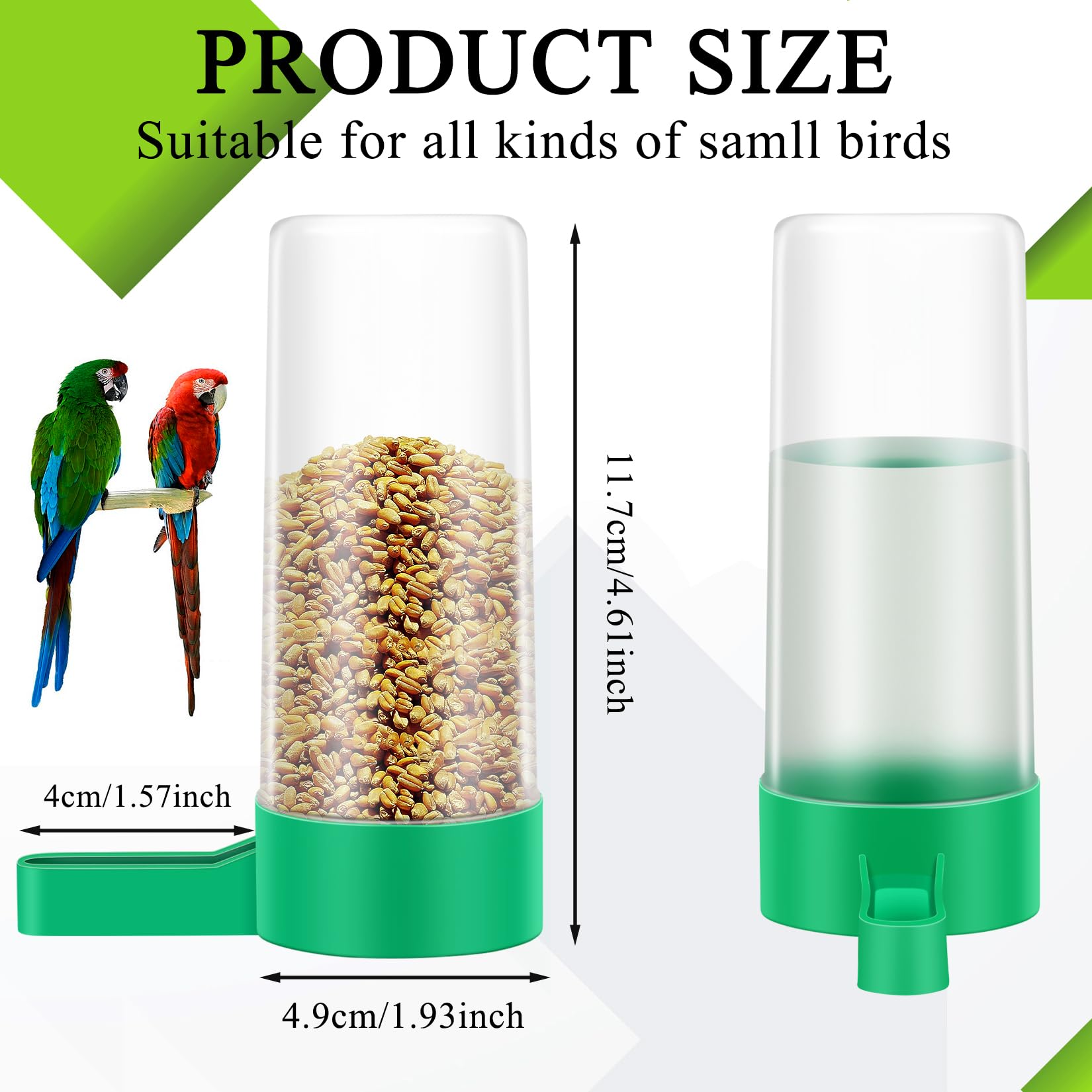 Lamoutor clip plástico para loros y periquitos, instalación fácil en jaula.
