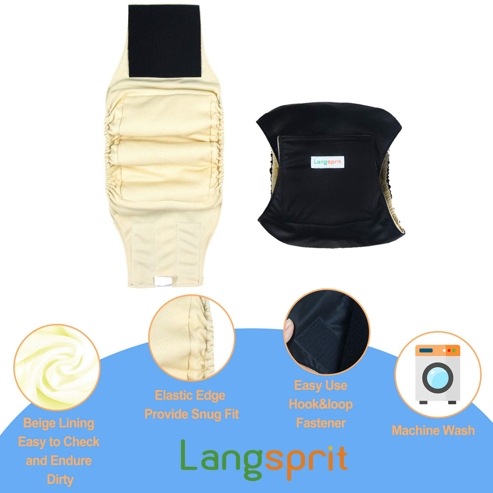 Langsprit banda ventral para perro macho, lavable y duradera para lavados repetidos.