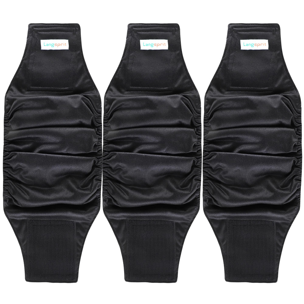 Langsprit banda ventral para perro macho, pack de 3, negro, absorbe líquidos.