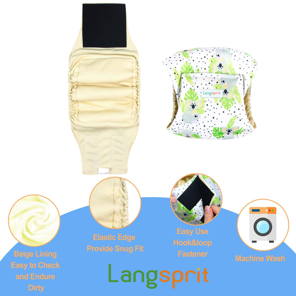 Langsprit bandes lavables pour chien mâle Koala moyenne, entretien machine simple.