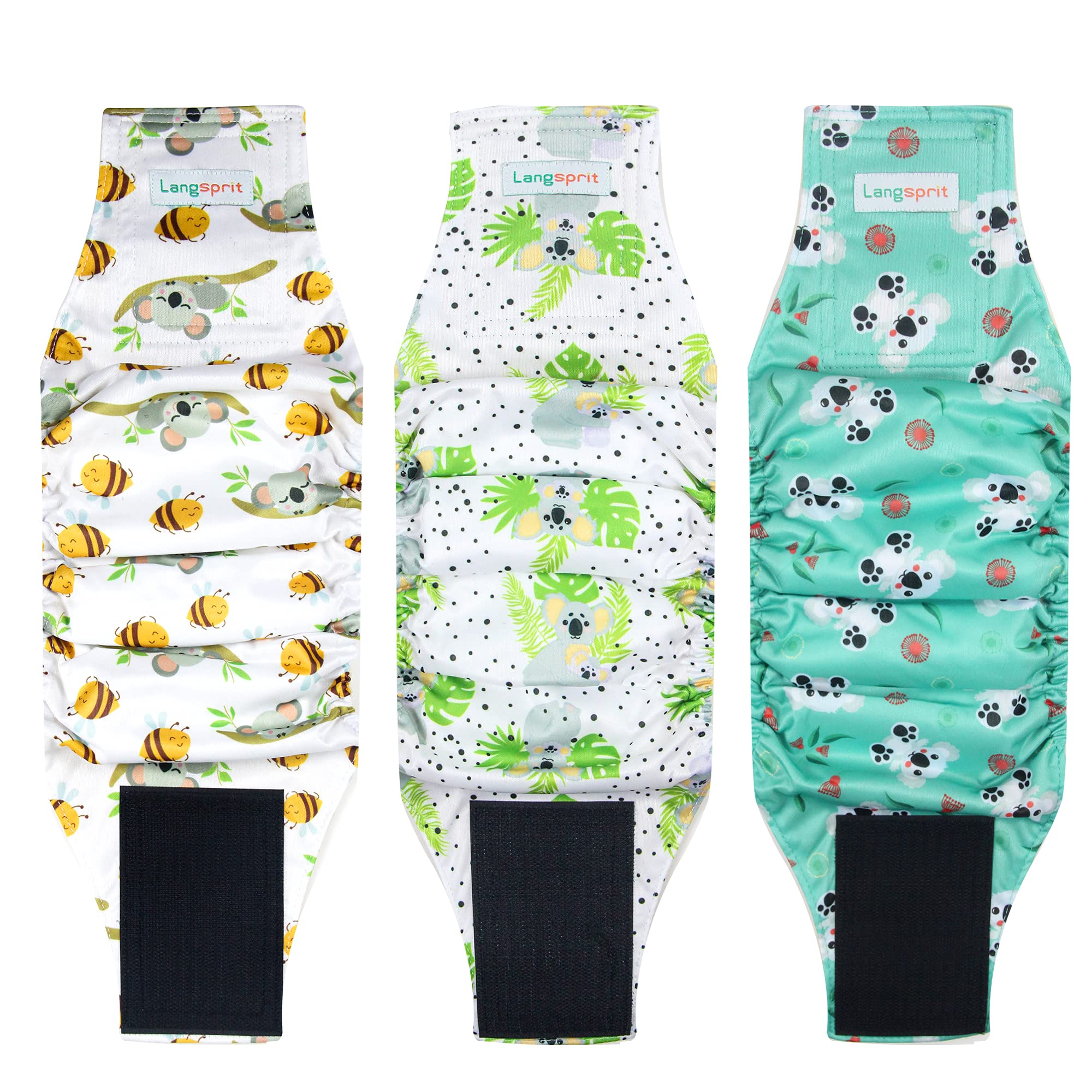 Langsprit: bandes ventrales mâles pour chien, ensemble de 3, Koala petit, pratique et économique.