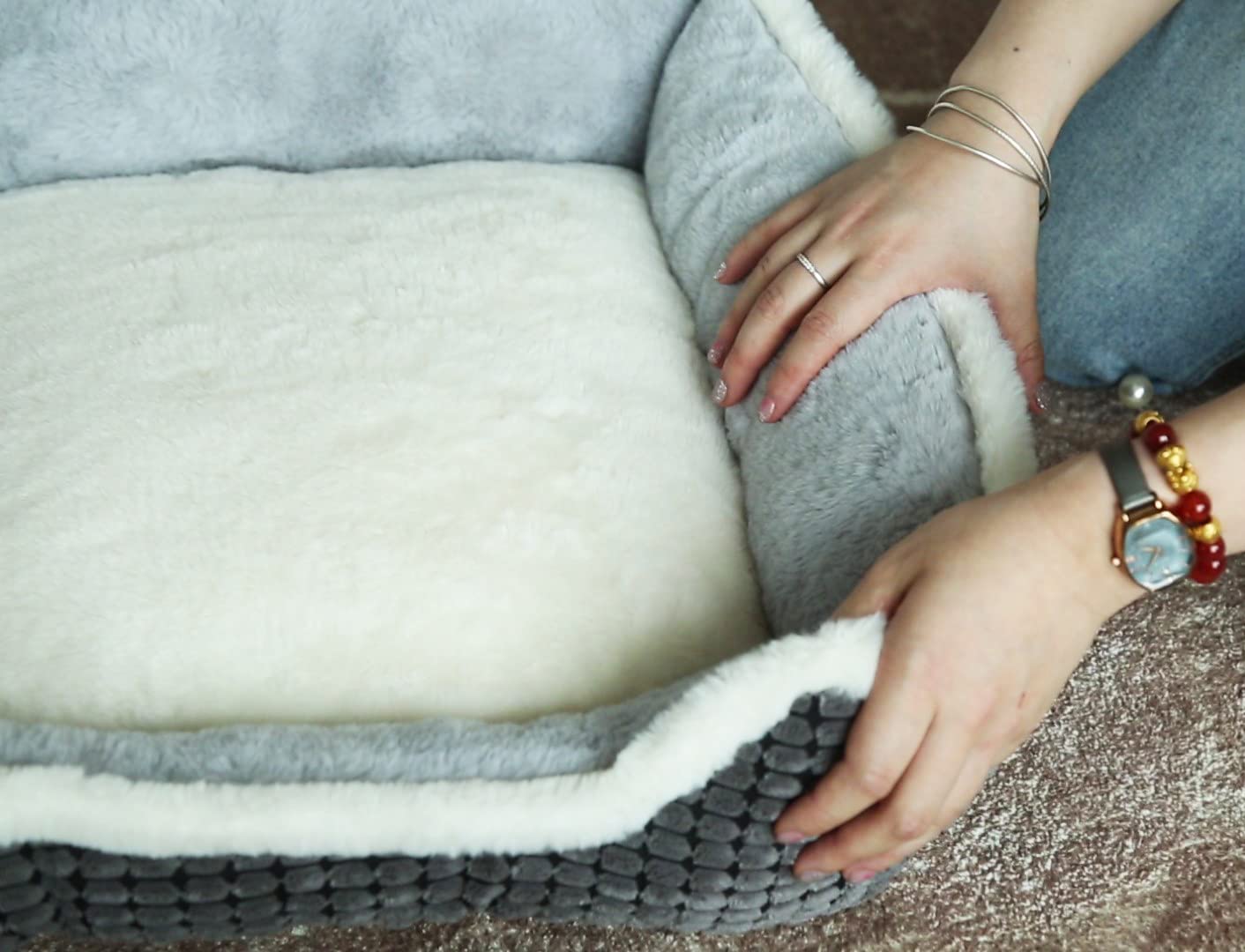 Laojin Balhen cama para dos mascotas con estilo gris