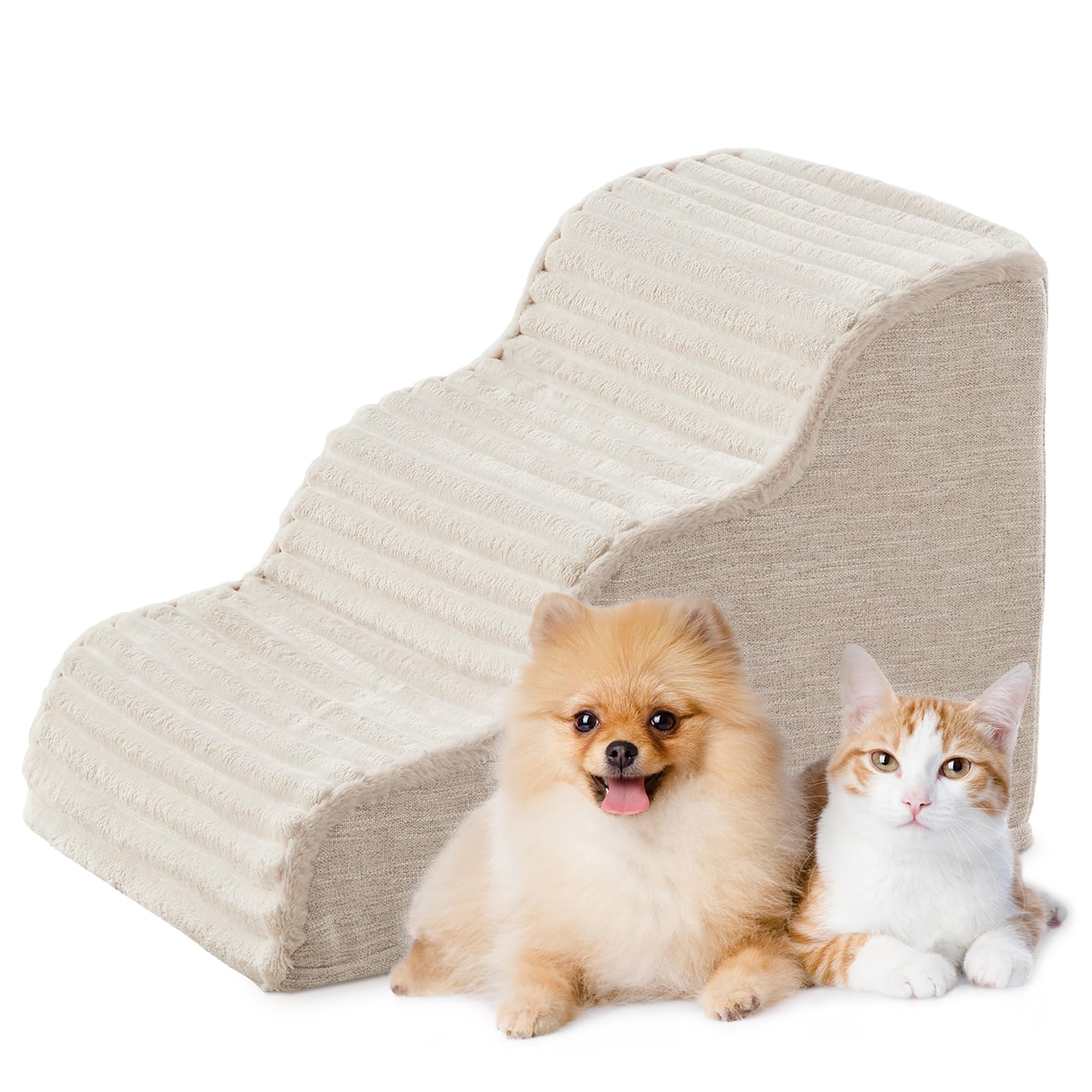 Laojin Balhen escalera para perros pequeños, vista frontal para subir con seguridad.