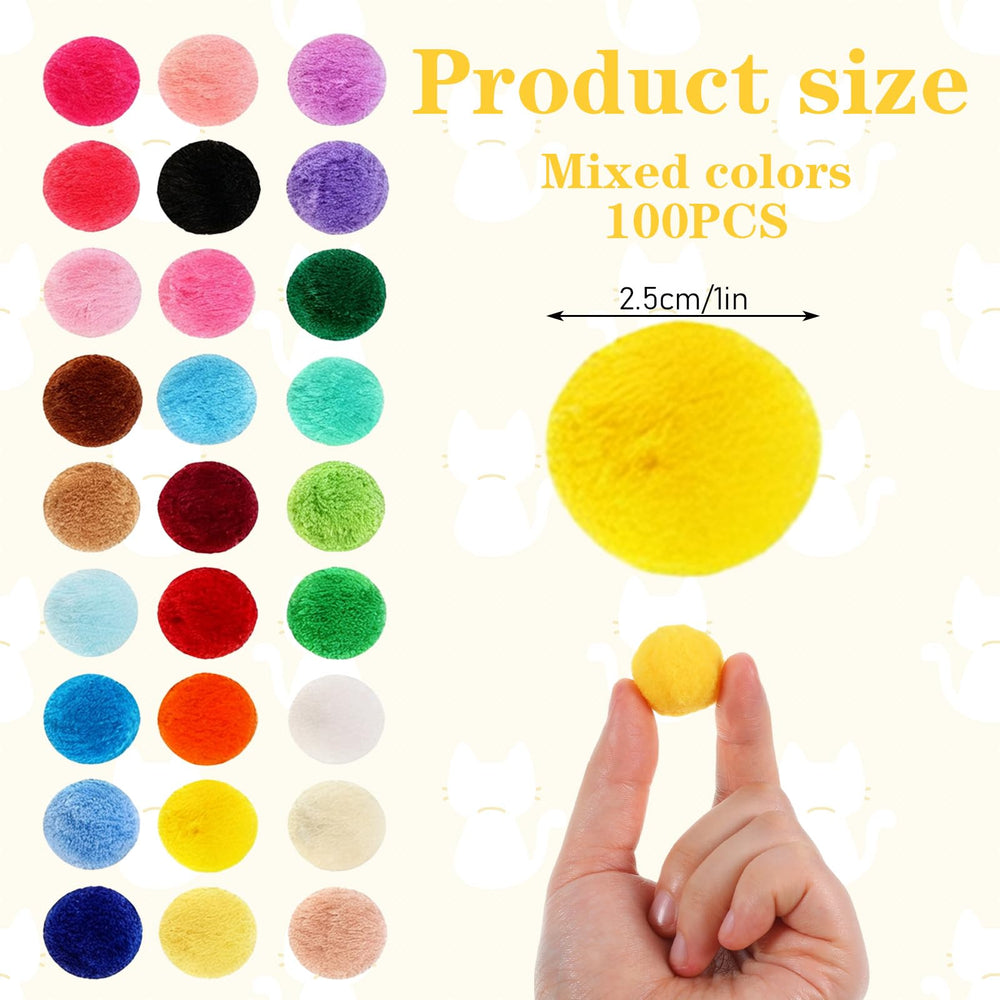Larrel bolas pompon multicolores para gato, perfecto para juego diario en casa.