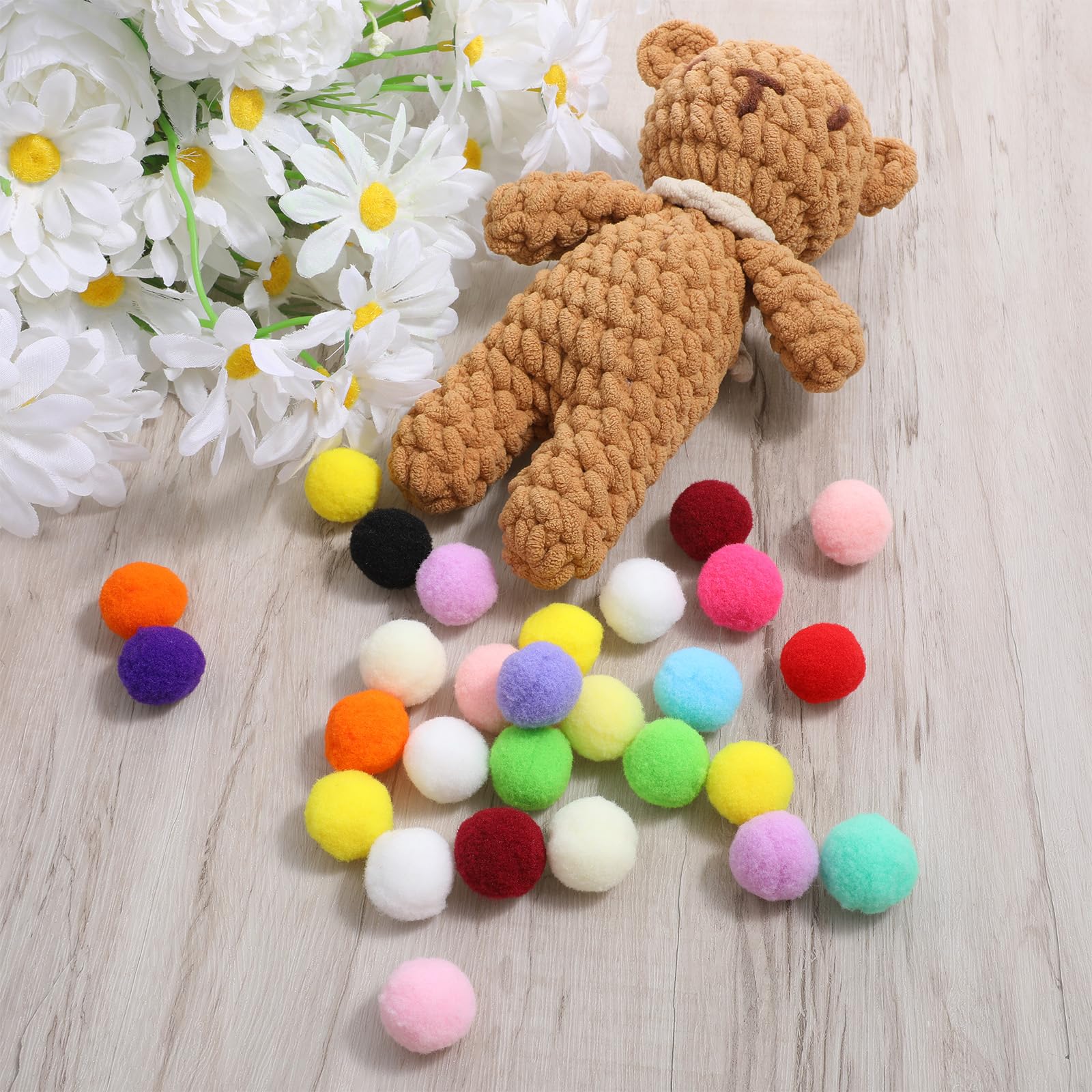 Larrel conjunto de 100 piezas, bolas pompon para juego y manualidades.