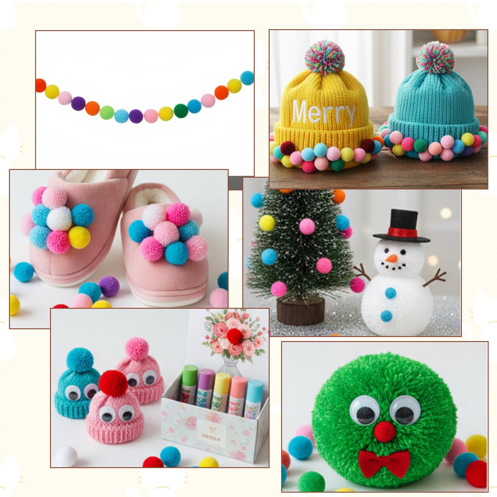 Larrel decoración del hogar con pompones para gato.
