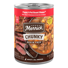 Lata Merrick con asado de res en salsa, proteína real para energía diaria.