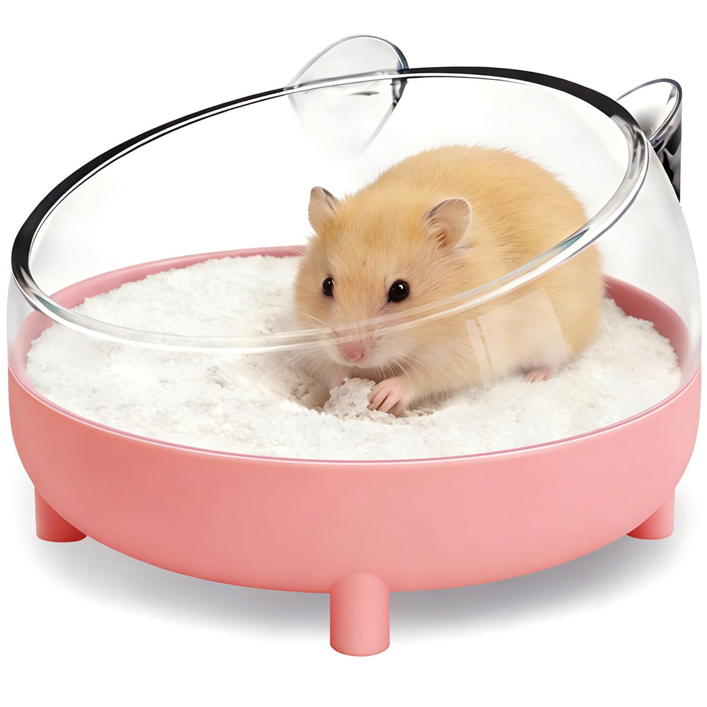 Banera para hamster lazyyzal rosa, facilita un baño suave.