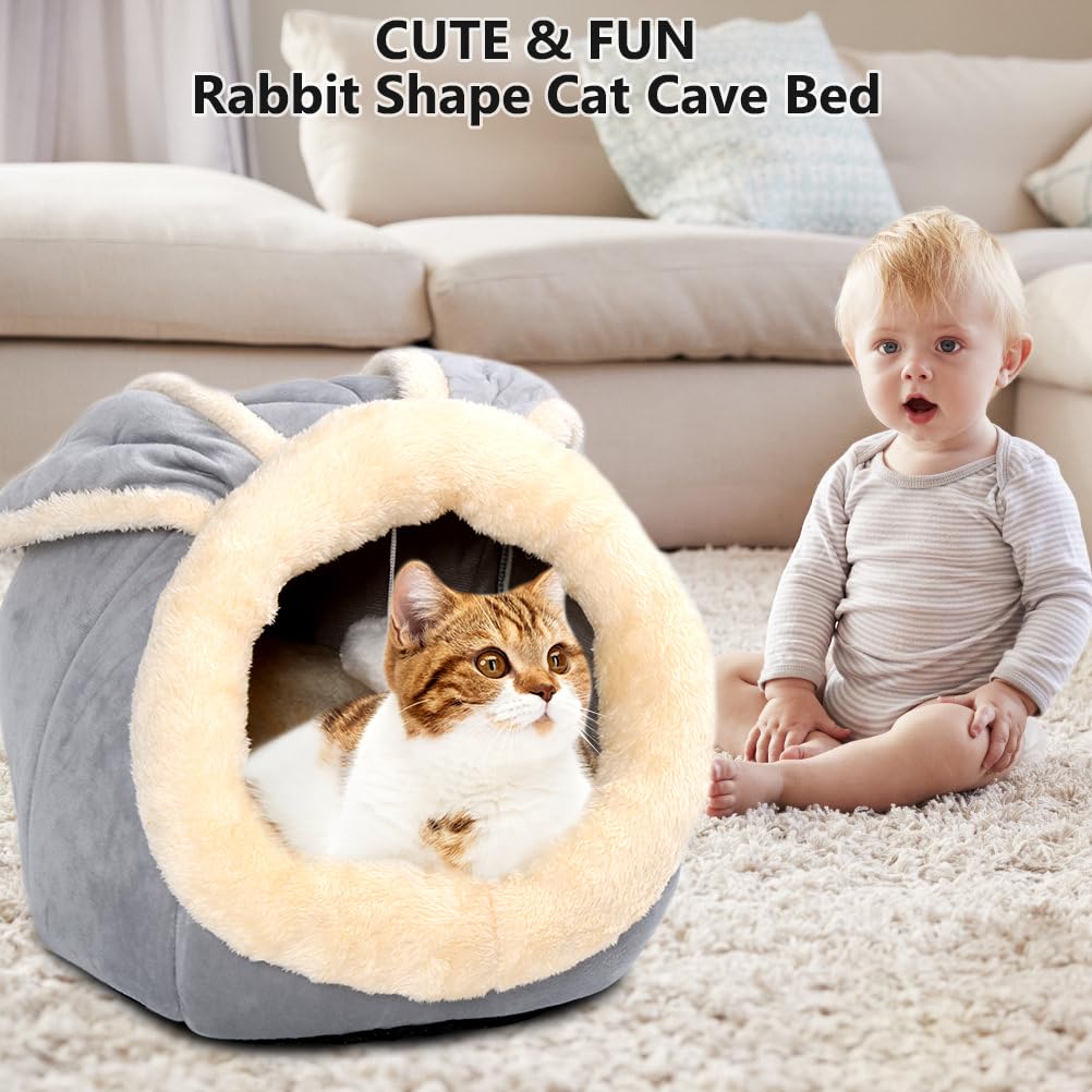 Lcybem cama-gato cueva orejas-grandes proporciona refugio cómodo para dormir.