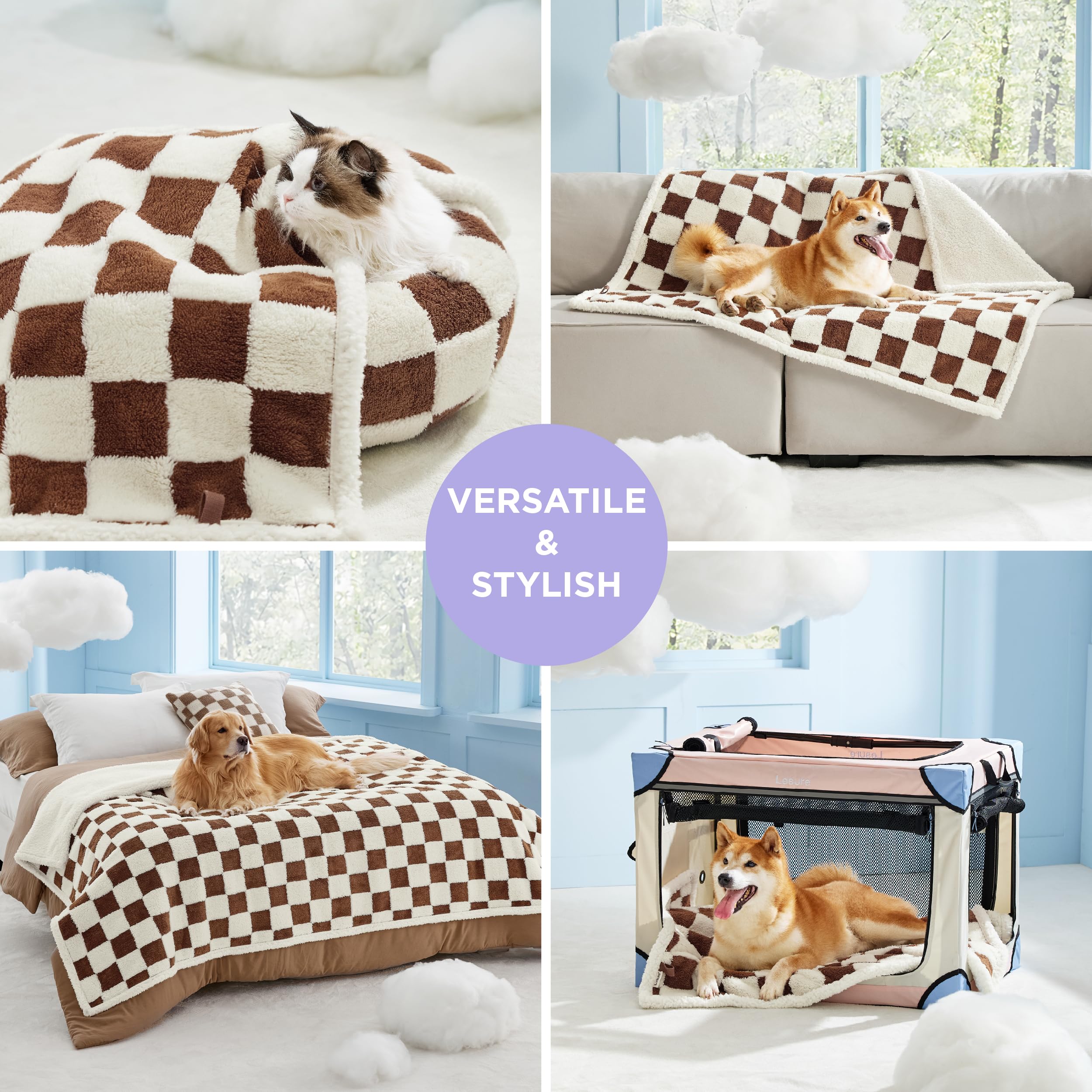 LE SURE cobertor perro diseño nubes 3D añade encanto decorativo