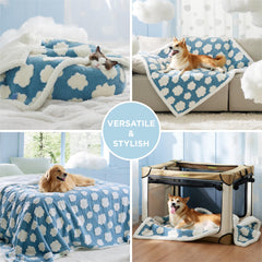 Manta LE SURE doble cara sherpa jacquard azul para uso en sofá