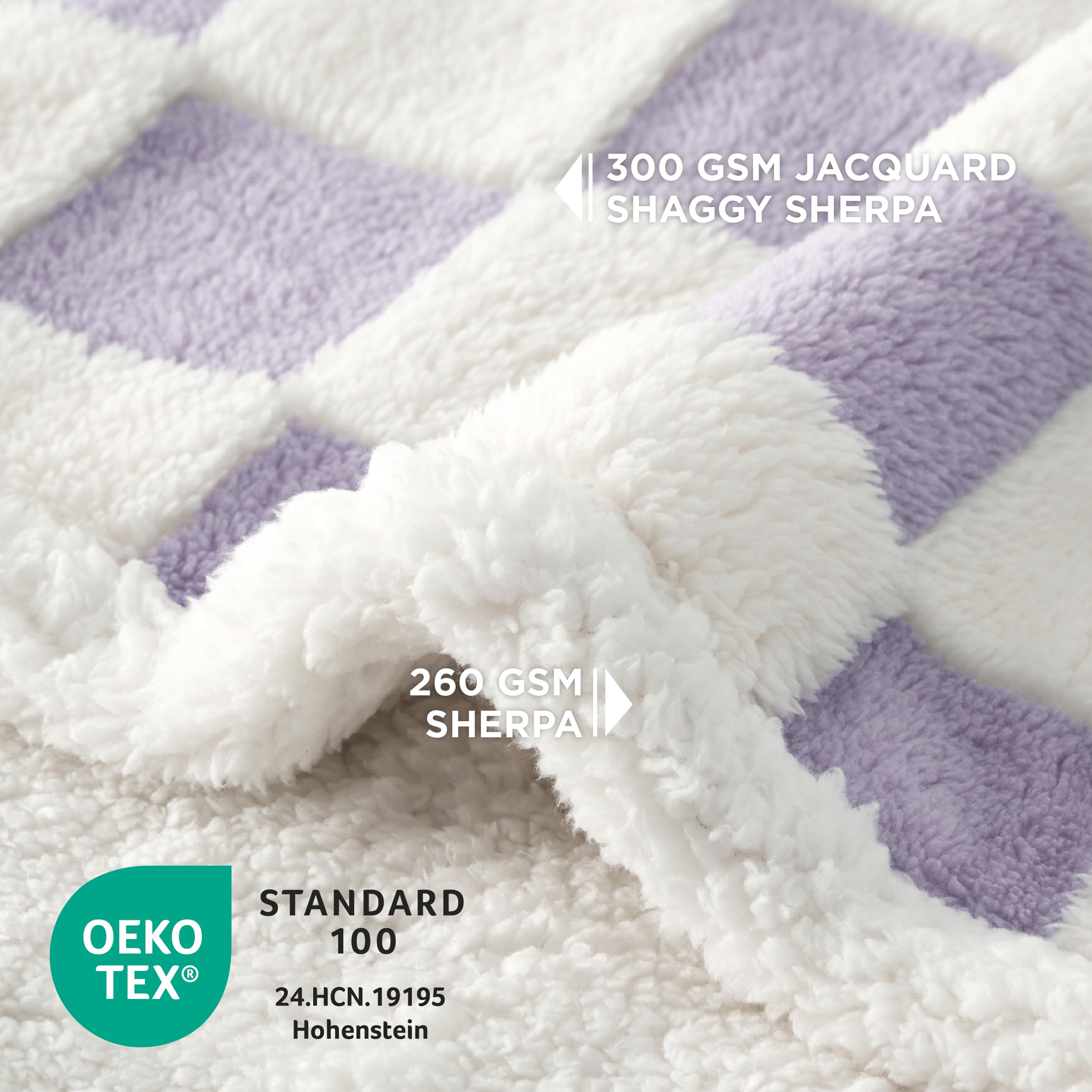 Manta reversible LE SURE con sherpa y jacquard, comodidad diaria.