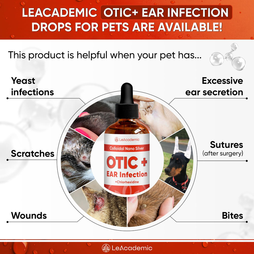 LeAcademic OTIC+ gotas para orejas, aplicación fácil en perros.