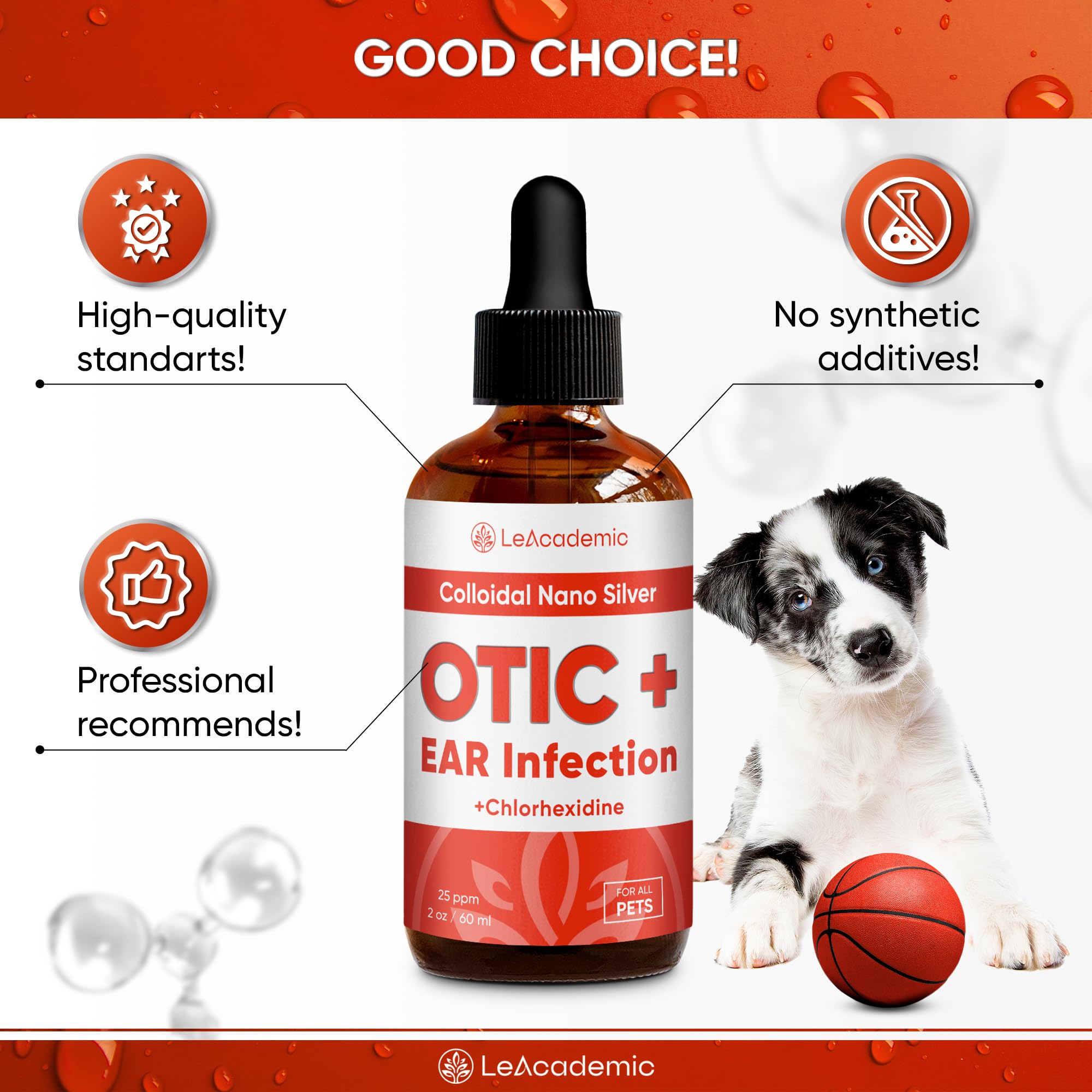 LeAcademic detalle de ingredientes con plata nano y clorhexidina, opción de cuidado seguro.