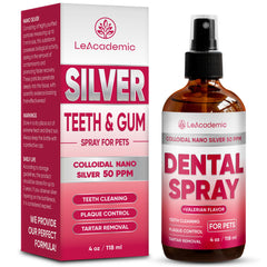 LeAcademic spray dental botella 4oz, conveniencia para uso diario en mascotas.