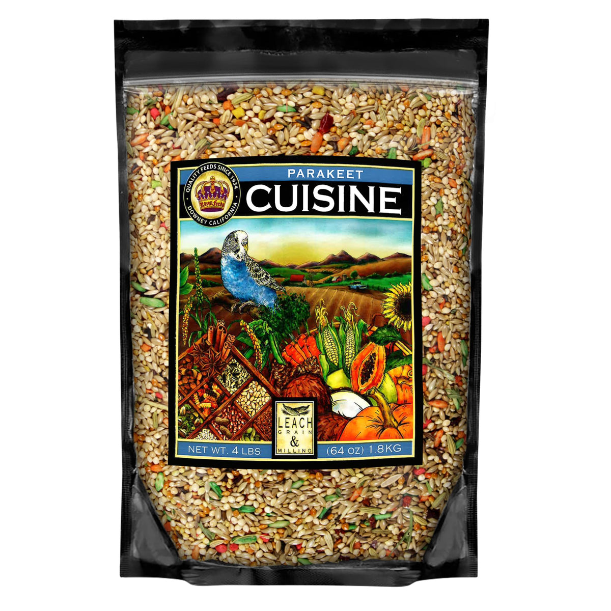 LEACH Parakeet Cuisine, bolsa de 4 libras, mezcla premium para aves pequeñas.
