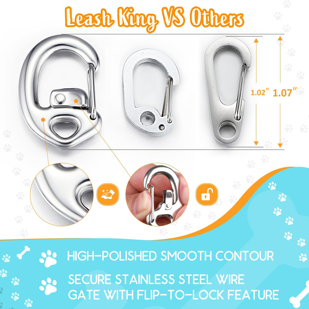 Leash King acople rápido para etiqueta, fácil de quitar en emergencias.