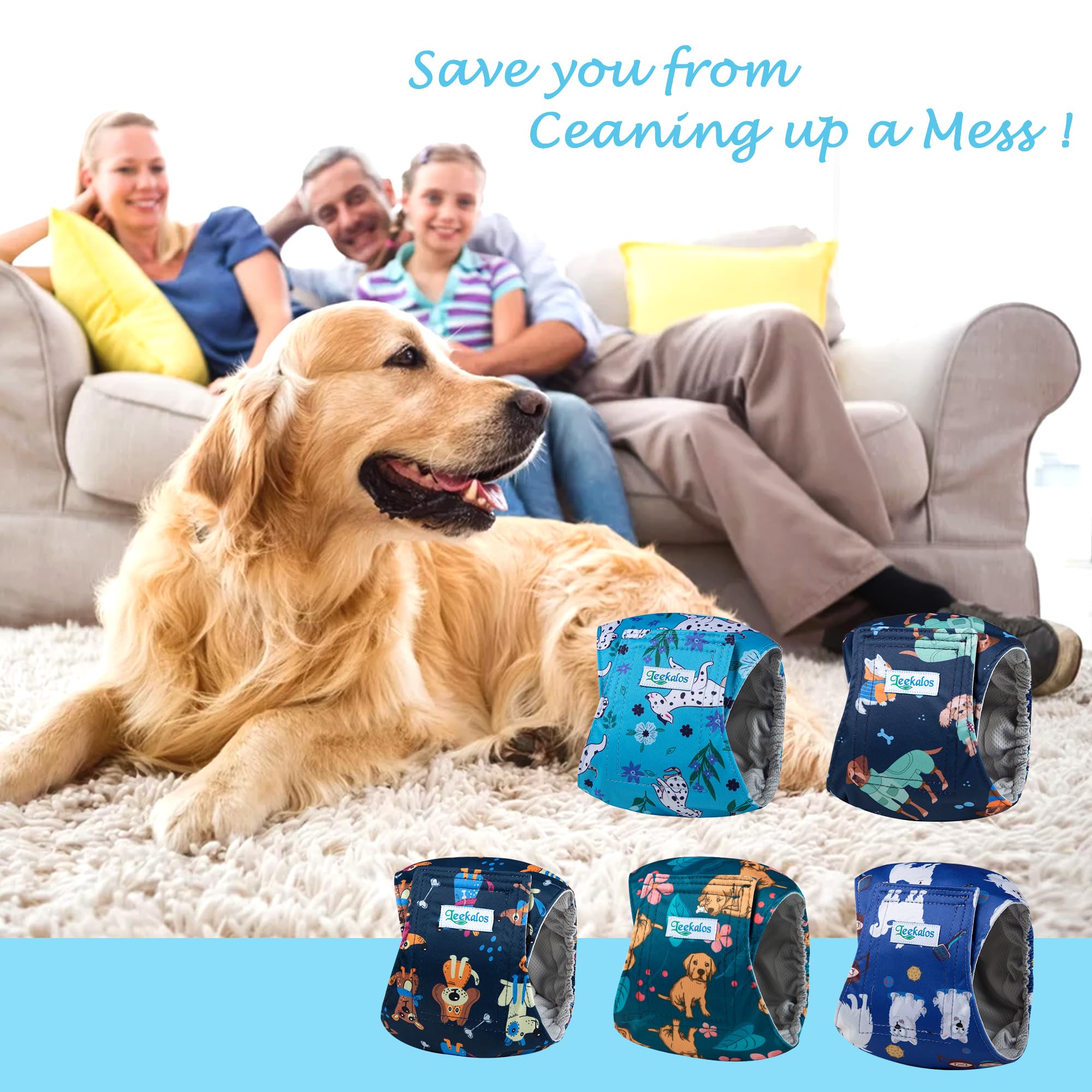 Pañales Leekalos para perro macho, paquete de cinco, opción económica.