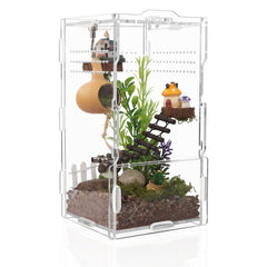 LEIZHENZI Terrario acrílico vertical 8x4x4 pulgadas con visión 360° para observación clara