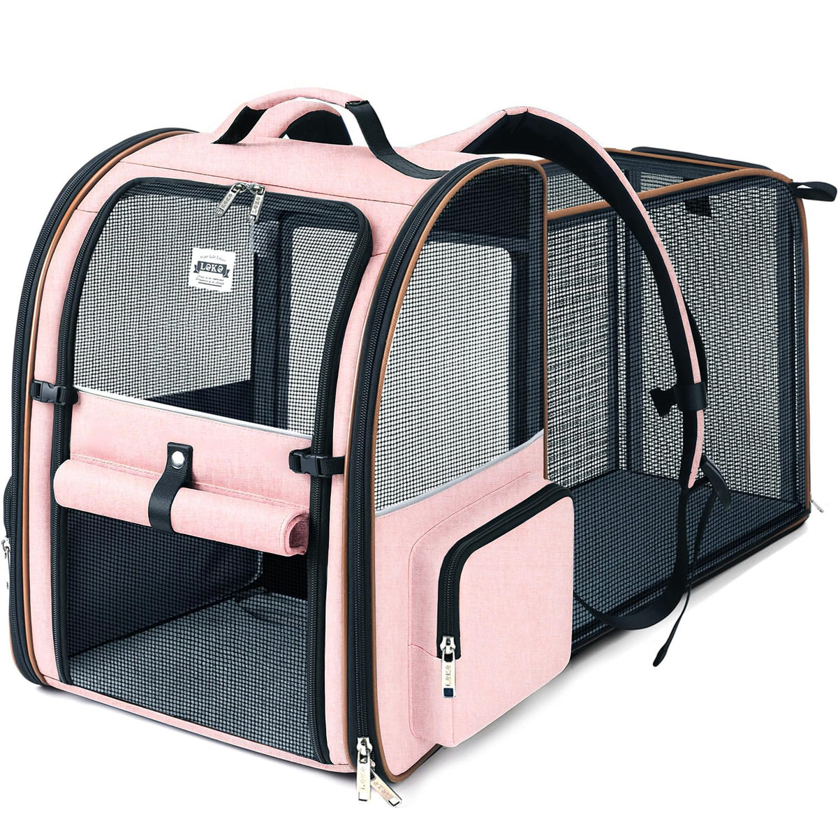 Lekebobor Mochila transportín expandible para mascotas, ideal para viajes y paseos.