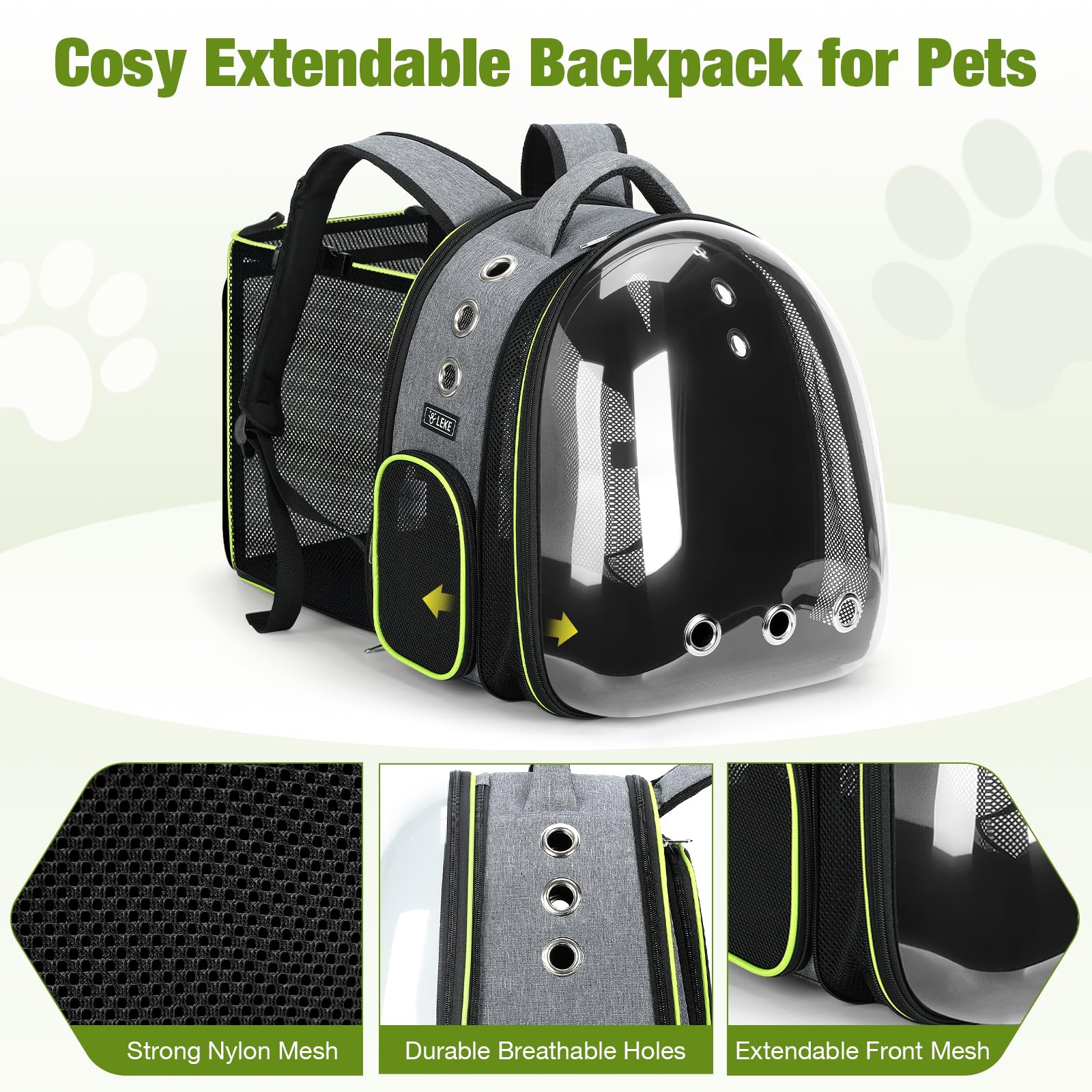 Lekereise mochila gato espacio extensible para libertad de movimiento
