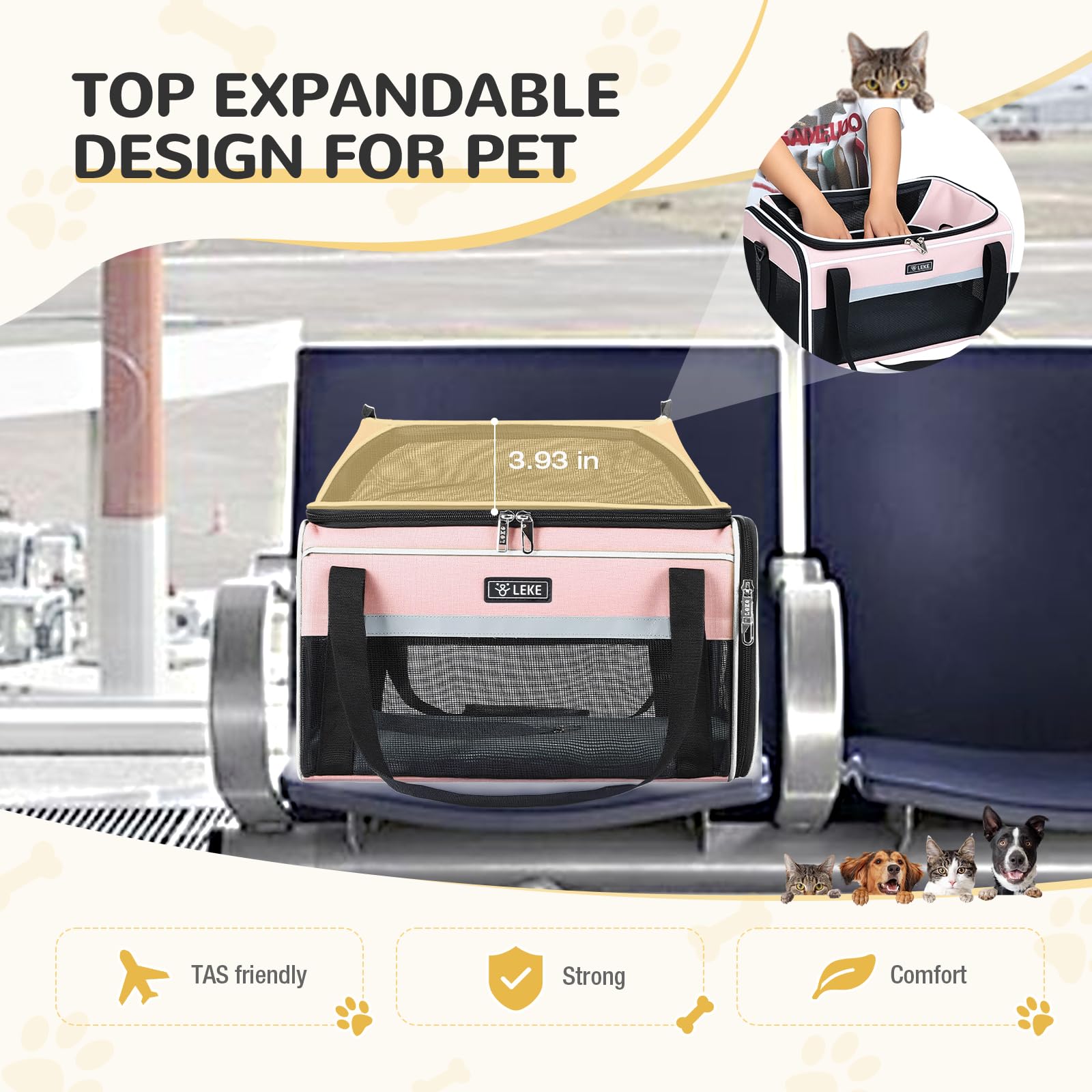 Lekereise transportín mascotas material resistente a arañazos.