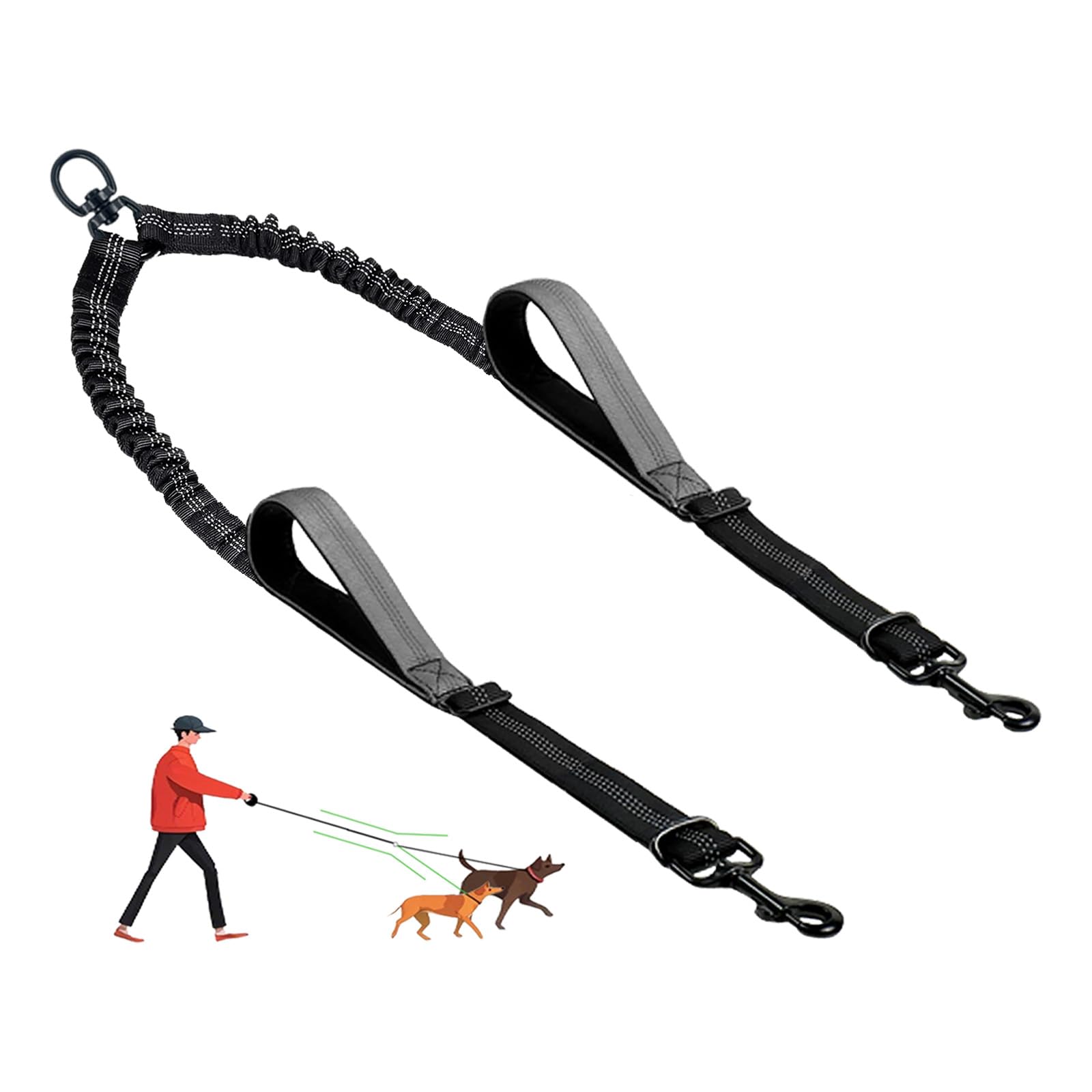 LEOSASA doble correa para dos perros con ajuste, caminata más cómoda.