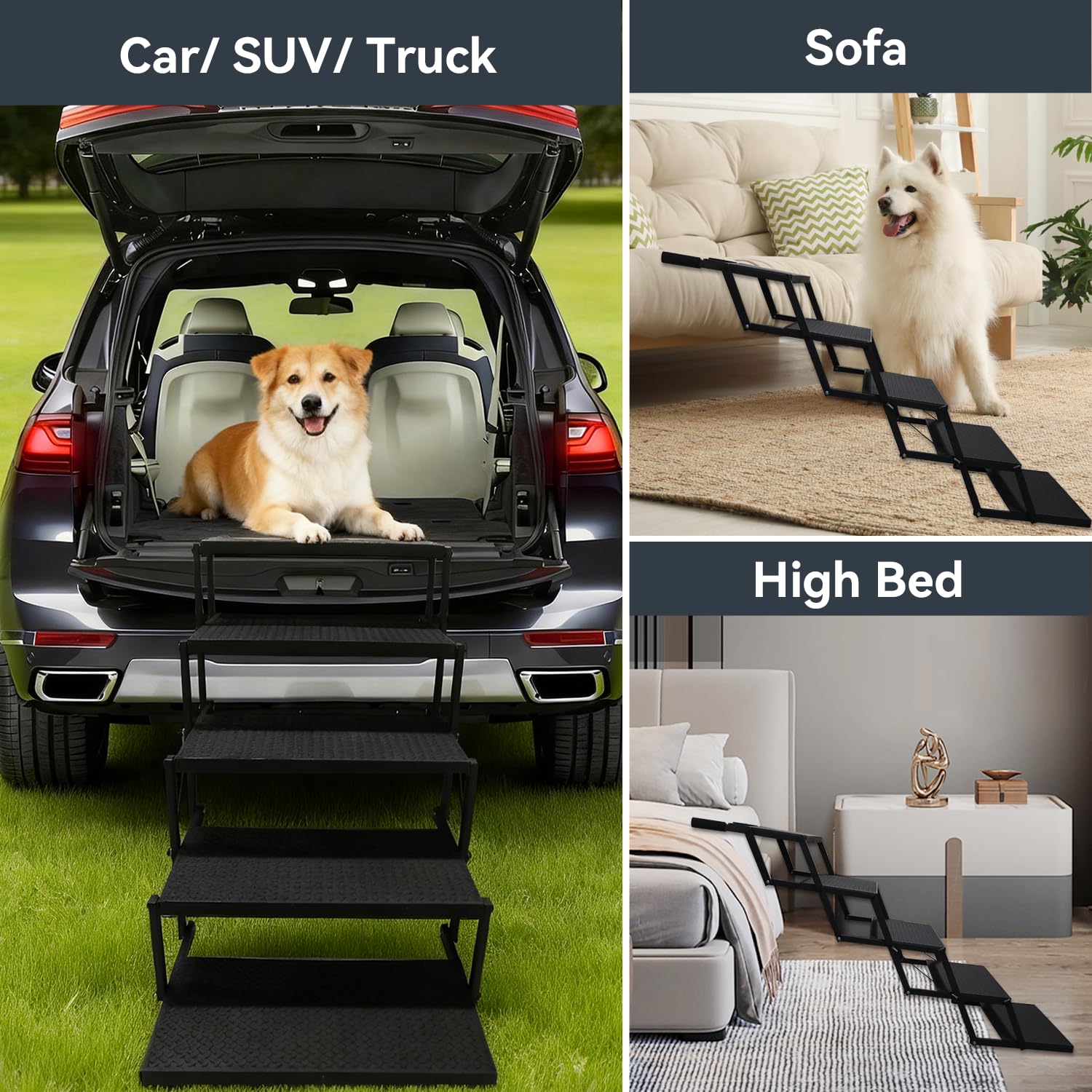 Lesguyor escaleras para vehículos deportivos utilitarios y camionetas, fácil acceso al asiento trasero.
